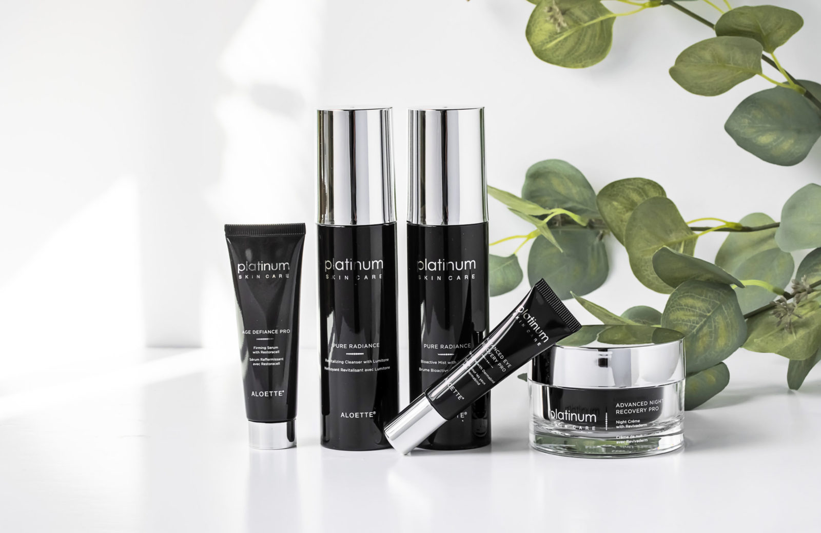Age Defiance Pro + Advance Night + AdV Eye Rec + Pure Radiance Cleanser and Mist + with Plant