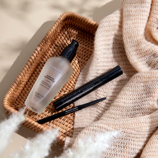 Essential Cleaning Oil - TopShelf - Waterproof Eyeliner - Flatlay- Fall trey, Sweater-cream-SOCIAL.jpg