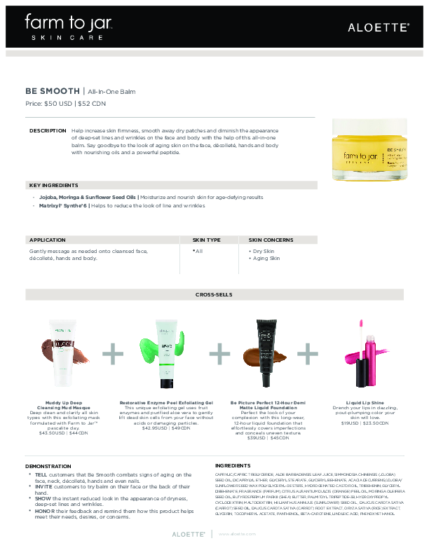 Farm To Jar_BeSmooth_DataSheets_ENG