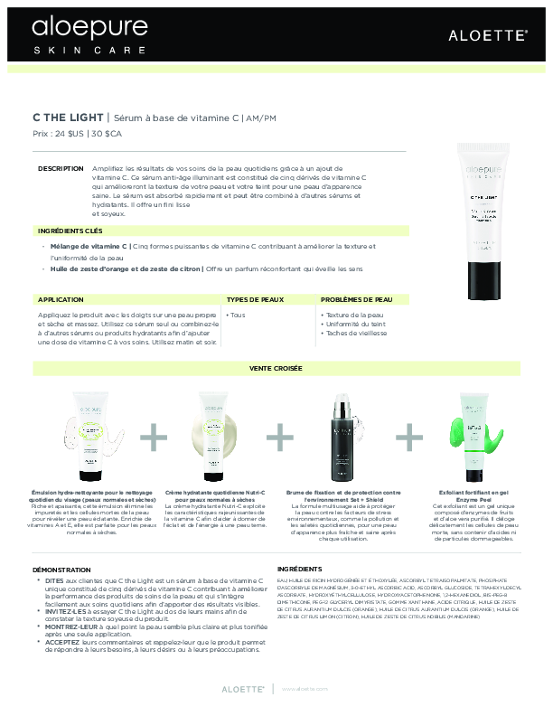 C The Light Aloepure Datasheet_Canadian French.pdf