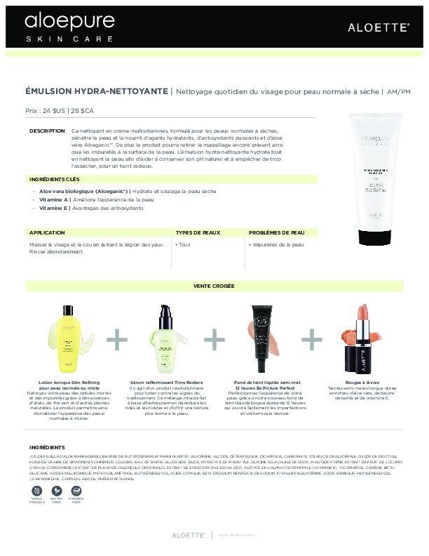 Hydra Cleansing Emulsion Aloepure Datasheet_CA FR.pdf