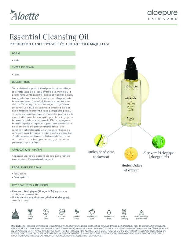 Essential Cleansing Oil Makeup Emulsifier and Precleanse Data Sheet FRN.pdf