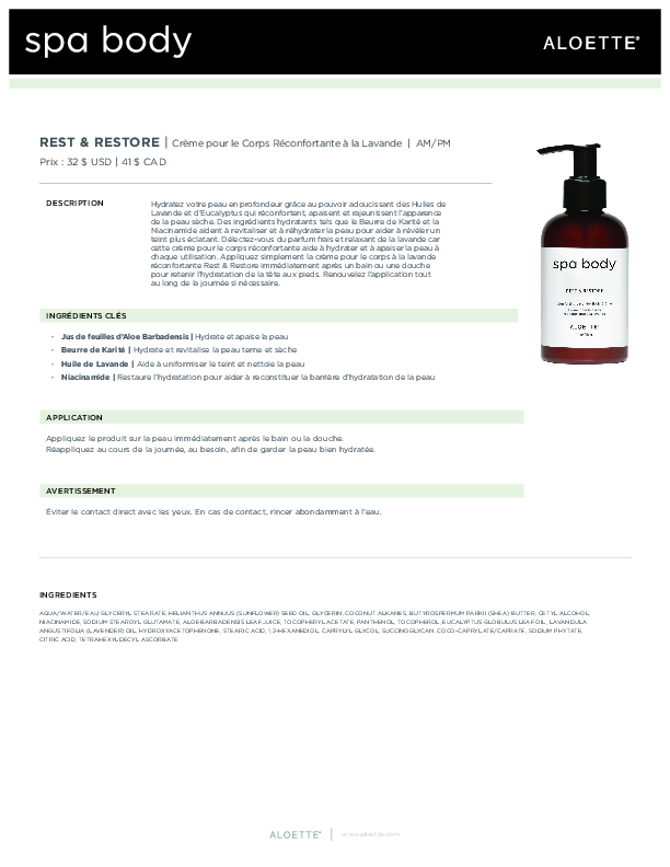Spa Body-Rest and Restore Body Lotion-Data Sheet-FR.pdf