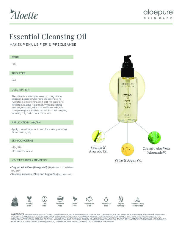 Essential Cleansing Oil Makeup Emulsifier and Precleanse Data Sheet ENG.pdf